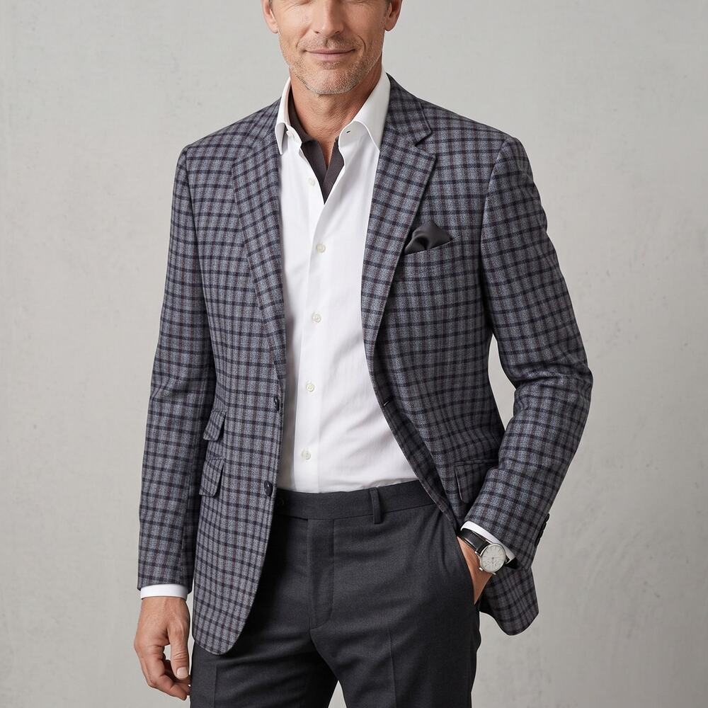 CANALI Italy Mens Wool Plaid Check Blazer Sport Coat Jacket 50IT 40R
